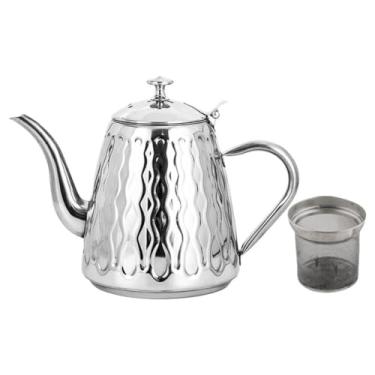 Imagem de wang hao shop Chaleira de chá, bule de whistlistovetop com infusor de aço inoxidável de 1,5 L, jarra de bebida, boilipot, folha solta, máquina de chá para casa, cozinha, hotel, prata