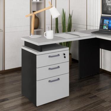 Imagem de Gaveteiro de Escritório com Tampo Auxiliar 90cm com Chave 3 Gavetas Multimóveis CR25301