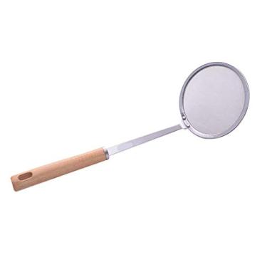 Imagem de Coadores de alimentos Coador de malha fina com malha única fina de aço inoxidável e alças de madeira confortáveis para chá, suco fino, filtro de ovos, peneira de filtro de arame para chá, café