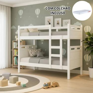 Imagem de Beliche Jaspe com 2 Colchões - Vira 2 Camas MDF