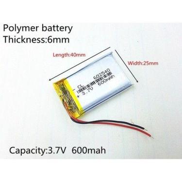 Imagem de Bateria 600 Mah 3,7v  2 Fios  Lanterna 602540 nova - bgb