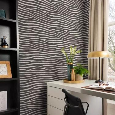 Imagem de Papel de Parede African Queen III Animal Print Branco e Preto 751727