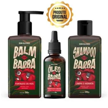 Imagem de Kit shampoo + balm + óleo para barba don alcides guaraná