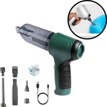 Imagem de Mini Soprador Aspirador De Pó 3em1 Usb Portatil Recarregável Cor Verde
