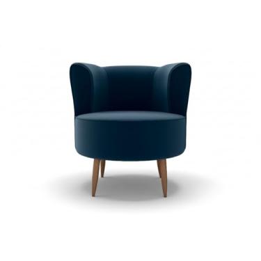 Imagem de Poltrona Savana para Recepção, Sala de Estar, Sala de Leitura, Resistente Reforçada, Tecido Veludo, Pés Madeira(Azul Marinho)