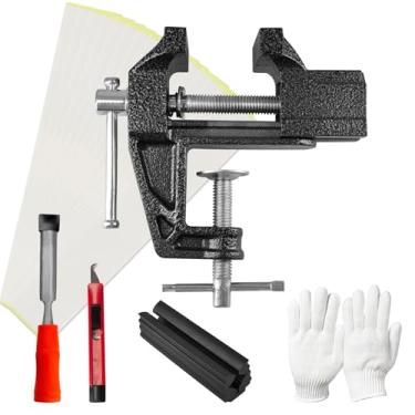 Imagem de QPPKII Kit de braçadeira de torno de aderência de taco de golfe, braçadeira de borracha portátil para ferramenta de remoção de aderência de golfe com solvente, adequado para punhos de tacos de golfe