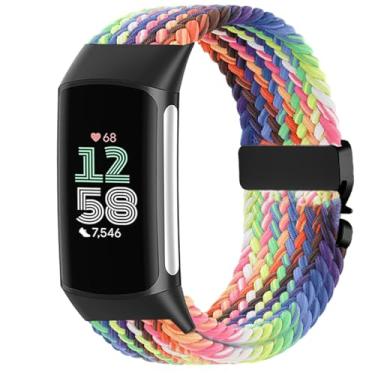 Imagem de Issinlky Pulseira trançada de nylon compatível com Fitbit Charge 6/5, pulseira elástica para Fitbit Charge 5/6 feminino e masculino
