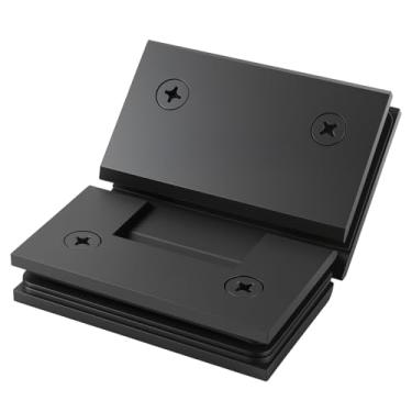 Imagem de AatrixQuayn Dobradiças de porta de chuveiro de vidro de 135 graus, latão sólido resistente, substituição de ferragens de porta de chuveiro para vidro temperado de 8 mm - 12 mm de espessura (preto, 135