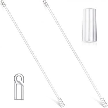 Imagem de CREATCABIN 2 peças de varinha transparente para varinha de plástico varinha vertical longa haste inclinável haste de puxar peças de reposição com gancho e alça para porta de casa acessório abridor de
