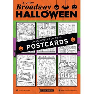 Imagem de Coloring Broadway - Cartões postais para colorir de Halloween da Broadway (conjunto de 6), mercadoria musical da Broadway, impresso em cartolina fosca (12,7 cm x 17,8 cm), presente ideal para um