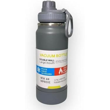 Imagem de Garrafa Térmica 800ml - Duplamente Isolada a Vácuo, Alça,Hidratação, Caminhada, Academia. (Cinza)