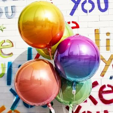 Imagem de 10 balões redondos de cor gradiente, balão colorido metálico arco-íris para aniversário, formatura, casamento, festa de formatura-2 laranja, 2 verde, 2, azul, 2, roxo, 2 laranja-vermelho