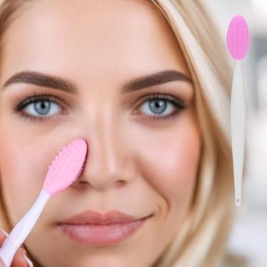 Imagem de Escova de limpeza de poros de silicone, ferramenta esfoliante facial dupla face para remoção de cravos e cuidados com a pele