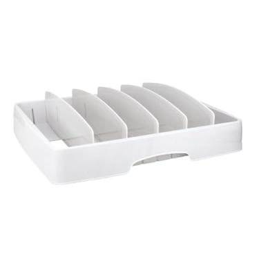 Imagem de Cubicozy Organizador de tampa recipiente de alimentos ajustável, suporte de armazenamento de armário de cozinha com divisórias, organizador de gaveta de despensa para tampas