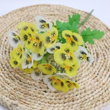 Imagem de Buquê de flores artificiais para decoração de casa, ideal para arranjos internos, centros de mesa e enchimento de vasos (branco + amarelo)