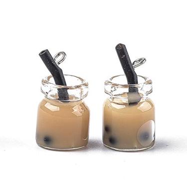 Imagem de 20 pingentes de chá de leite, imitação de bolha, chá, bebida, garrafa de vidro, pingentes, 20-25 x 11-14 mm para brincos pendentes, colar, pulseira, chaveiro