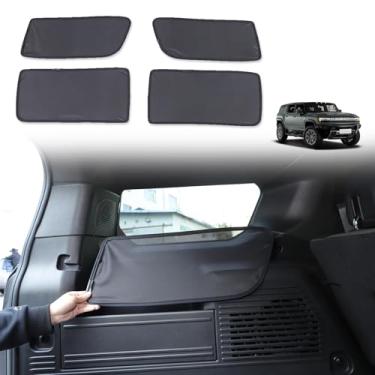 Imagem de Persianas de tela para caminhões Hummer EV SUV 2024 2025 2026 2027, bloqueador de para-brisa traseiro, proteção contra brilho e proteção contra raios UV, pacote com 4 protetores solares para janela