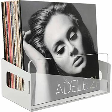 Imagem de Arriart Armazenamento de discos de vinil – Suporte para exibição de discos, prateleira de álbum de vinil acrílico, serve para 40 álbuns, branco