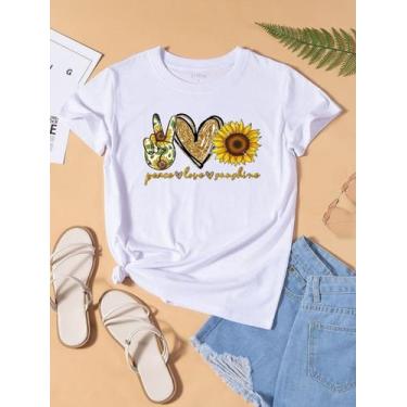 Imagem de Blusa T-shirt Camiseta Feminina Estampada -Girassol- Várias Estampas 0