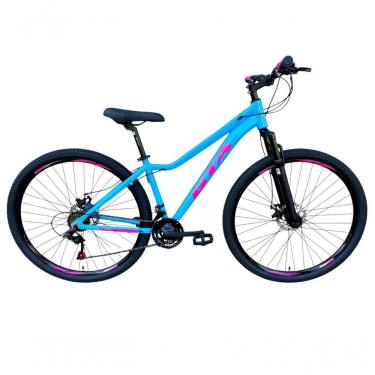 Imagem de Bicicleta Aro 29 Gta Start Feminina Alumínio 27v K7 Freio A Disco Mecânico Garfo Com Suspensão- Azul/rosa