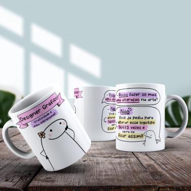 Imagem de Caneca De Porcelana 325ml Flork Profissões Feminino Designer Gráfico