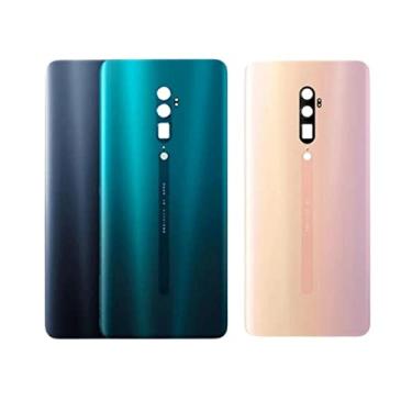 Imagem de SHOWGOOD Capa traseira de porta de vidro para Oppo Reno 10X Zoom Back Battery Case CPH1919 Tampa de capa de telefone + adesivo (capa de bateria verde)