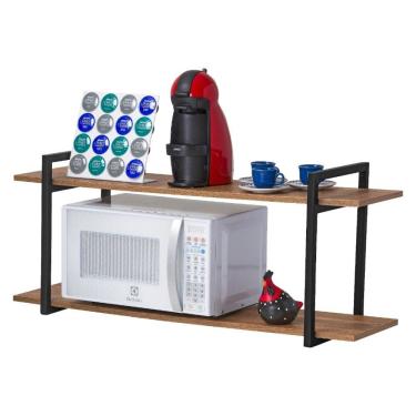 Imagem de Nicho Cozinha Preto com Prateleiras Amadeirado 100cm