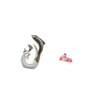 Imagem de Fenteer Estátua Moderna E Abstrata de Golfinho em Cerâmica E Veado Dormindo em Resina para Decoração de Escritório, Sala de Estar, Cozinha, Mesa de Jantar Ou