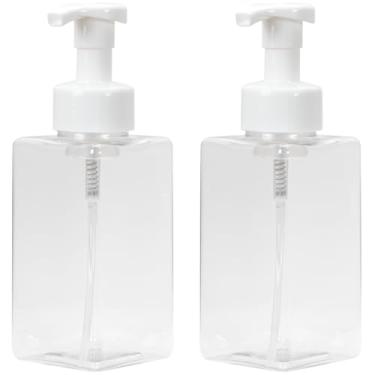 Imagem de Ginger Lily Farms Dispensador de sabão espumante, garrafas de plástico recarregáveis para sabonete líquido para as mãos, frasco transparente de 425 g com bomba branca, pacote com 2