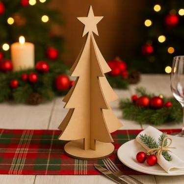 Imagem de Mini Árvore de Natal em MDF 22 cm Enfeite Decorativo Natalino para Mesa, Festa e Decoração de Natal