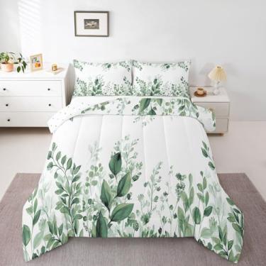 Imagem de Erosebridal Eucalipto com folhas e plumas, primavera, natureza, botânico, Queen, rústico, estilo fazenda, para crianças, adultos, aquarela, plantas, folhas, edredom, decoração de quarto