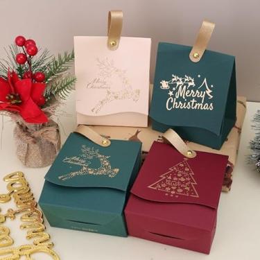 Imagem de 4 peças mini caixa de presente de Natal, sacos de presente de festa, biscoitos doces, lanches, biscoitos, festivais, suprimentos de decoração de Natal