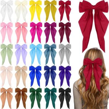 Imagem de Laços de cabelo Mimorou Satin para mulheres, 25 peças de cauda longa d