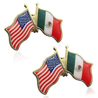 Imagem de Broche de bandeira da amizade do México americano lapela ondulando US EUA MX Pins a granel broche de lembrança patriótica mexicana dos Estados Unidos, pacote a granel de alfinetes para chapéu, gravata