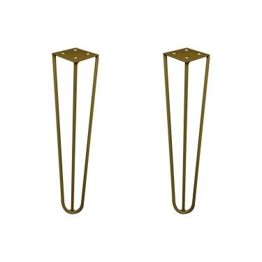 Imagem de Kit 2 Pés De Metal 30 Cm Mesa De Canto Rack E Puffs Dourado