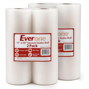 Imagem de Rolo de sacos seladores a vácuo – 28 cm x 15 m (4 rolos, 60 m no total) – Livre de BPA, resistente, seguro para ferver, sacos de armazenamento de alimentos em relevo para Sous Vide, preparação de