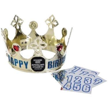 Imagem de Amscan Coroa dourada de aniversário Add-an-Age - 7,6 cm x 12,7 cm (1 conjunto), acessório de cabeça dourada personalizável, perfeito para celebrações divertidas de aniversário