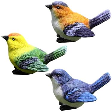 Imagem de LUMINFLY 3 Resin Bird Table Ornaments in Orange, Green, and Blue, Home Display Figurines for Shelf, Garden, Or Living Room