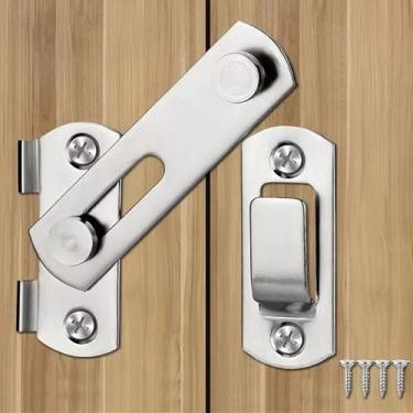 Imagem de 1 conjunto de fechadura de porta deslizante de aço inoxidável 180 graus bebê ângulo direito fechadura de segurança anti-roubo acessórios de ferragens para armário doméstico