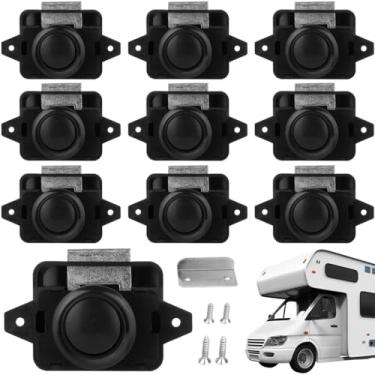 Imagem de Trava de botão de móveis para armário, armário, portas de armário, 10 peças de travas de botão para trailer, motorhome, trailer de trailer, trava de botão de pressão de móveis para van de caravana