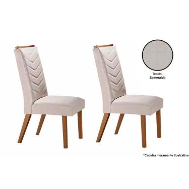 Imagem de Kit 2 Cadeiras Sala Jantar Londrina 2 Un Madeira Capuccino-suede Creme - Rufato