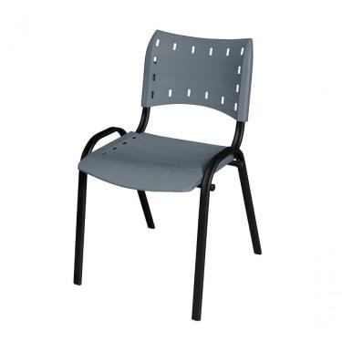 Imagem de Cadeira Iso Base Preto Igreja, Escola, Escritório - Cinza Kit 1 Peça