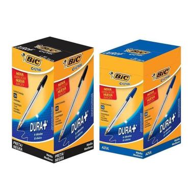 Imagem de Kit Caixa De Caneta Esferográfica Cristal 1.0mm 100 Unidades tom escolhido Azul E Preto - Bic