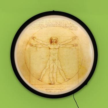 Imagem de Luminária de Parede LED Decorativa, Homem Vitruviano Da Vinci, Polietileno e Poliestireno, 37x37x8cm, Luz Branca, Bivolt