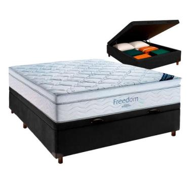 Imagem de Box Bau Blindado Preto + Colchão Casal Freedom Ortobom