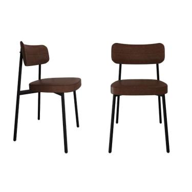 Imagem de Cadeira Alloa Fixa Com 4 Pés 50 X 44,7 X 83,8 Cm Com 2 Un. Courino Whisky