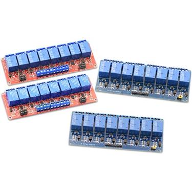 Imagem de 1 unidade módulo de placa de relé de 8 canais 24 V, módulo de relé CC 5V/12V gatilho de saída de nível alto/baixo com acoplador óptico (azul 12 V)