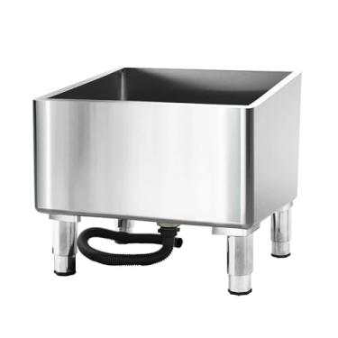 Imagem de CFMAIF Pias de esfregão de piso comercial, bacia de serviço de esfregão de aço inoxidável, porão/pia de garagem, balde de esfregão utilitário, pia de lavanderia (60 cm/23,6 pol.)