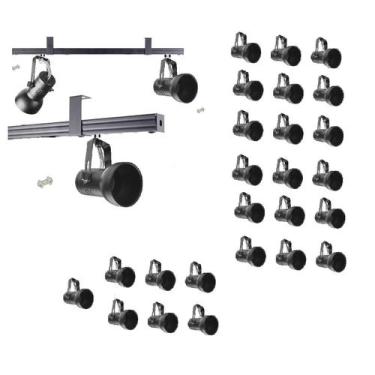 Imagem de Kit 25 Spot Trilho Perfilado Eletro calha Par20 Bulbo OL7 - Hiperlight