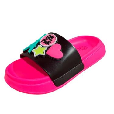 Imagem de Chinelo Slide Infantil Menina Plugt Floquinho Girl Power Nuvem Fofo Macio Confortável Impermeável (Preto, BR, Criança de 4 a 8 anos, Faixa Numérico, 31, 32)